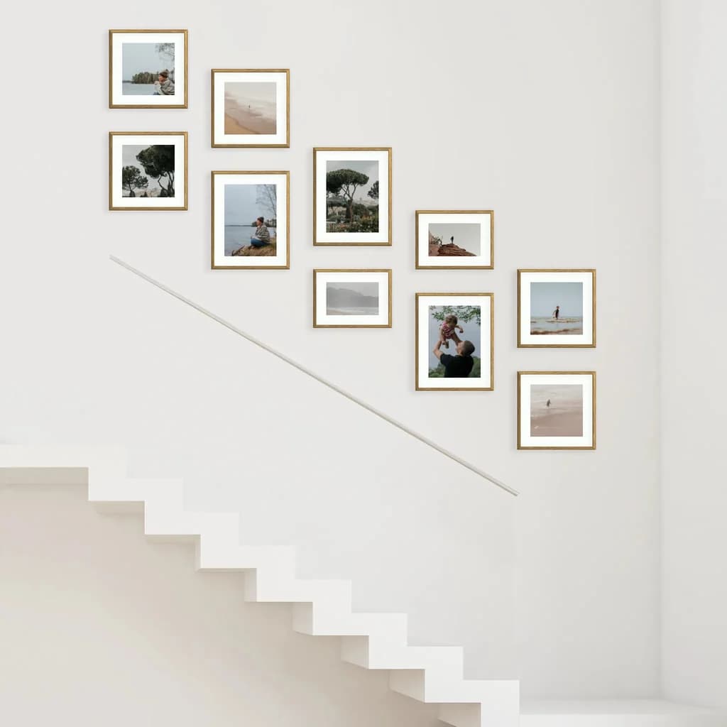 Picture frames for staircase – creative photo wall along the stairs